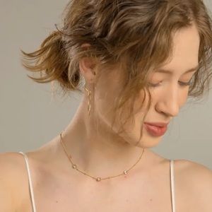 18k Gold plated stainless cubic zirconia diamond Gemstone dainty Necklace